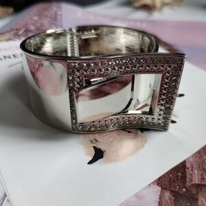 Silver Crystal Buckle Cuff Bracelet